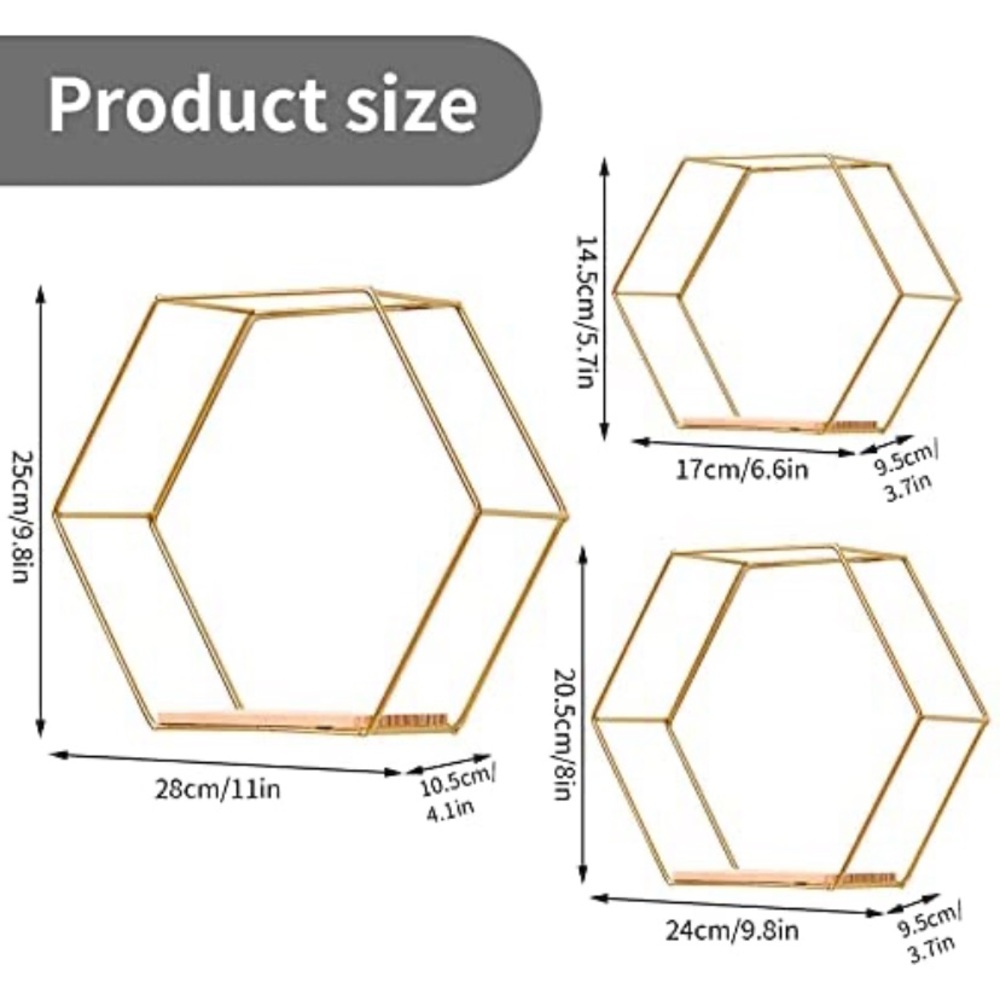 Gold Floating Shelves Hexagonal